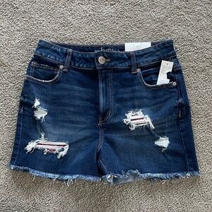 Maurices Dark Blue Distressed Jean Shorts, size 8